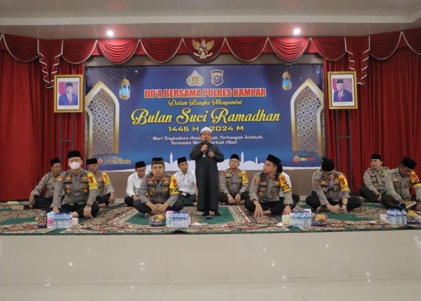 Sambut Bulan Suci Ramadhan, Polres Kampar Gelar Doa Bersama Serta Berikan Tali Asih Kepada Anak Yatim Piatu