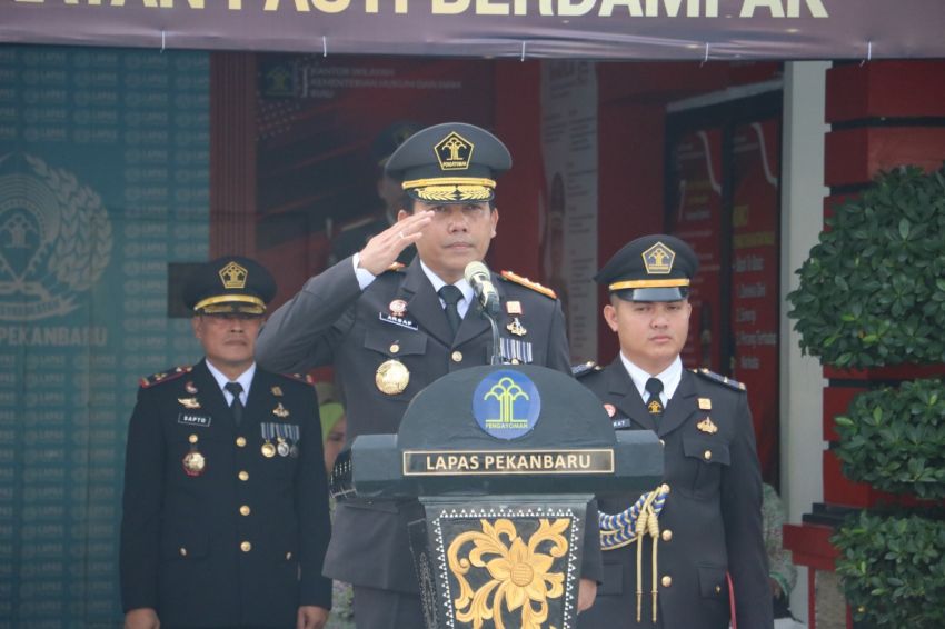 Peringatan Hari Bakti Pemasyarakatan Ke-60 Tahun 2024, Kanwil Kemenkumham Riau Melaksanakan Upacara, Bertempat di Lembaga Pemasyarakatan Kelas IIA Pekanbaru