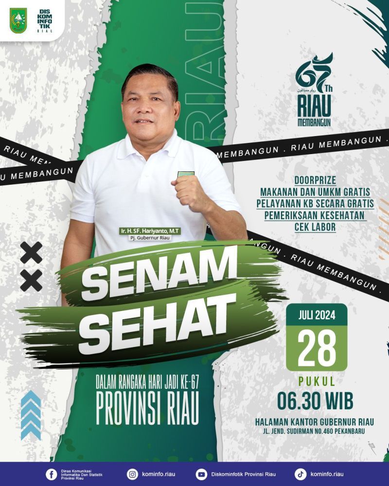 Sempena HUT ke-67 Provinsi Riau, Pemprov Riau Menyelenggarakan Senam Sehat