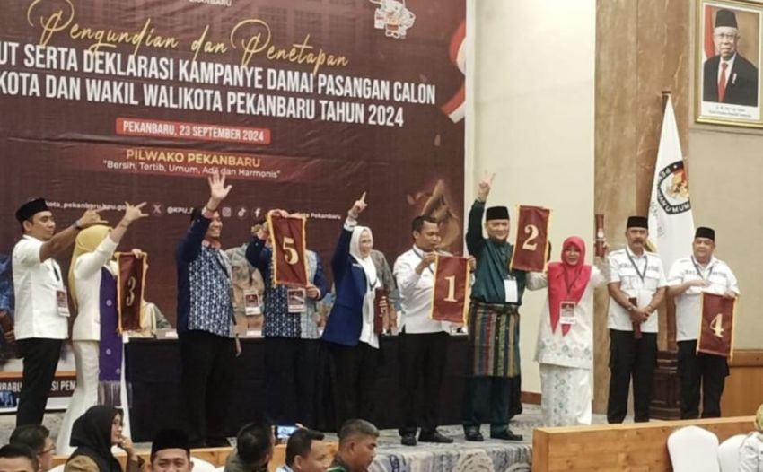 KPU Kota Pekanbaru Telah Menetapkan Nomor Urut 5 Paslon Wali Kota Pekanbaru