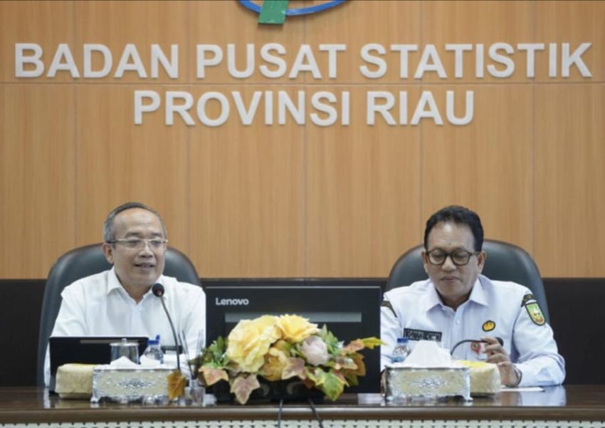 BPS Bersama Diskominfotik Riau Rilis Data Inflasi, NTP, dan Produksi Padi Riau