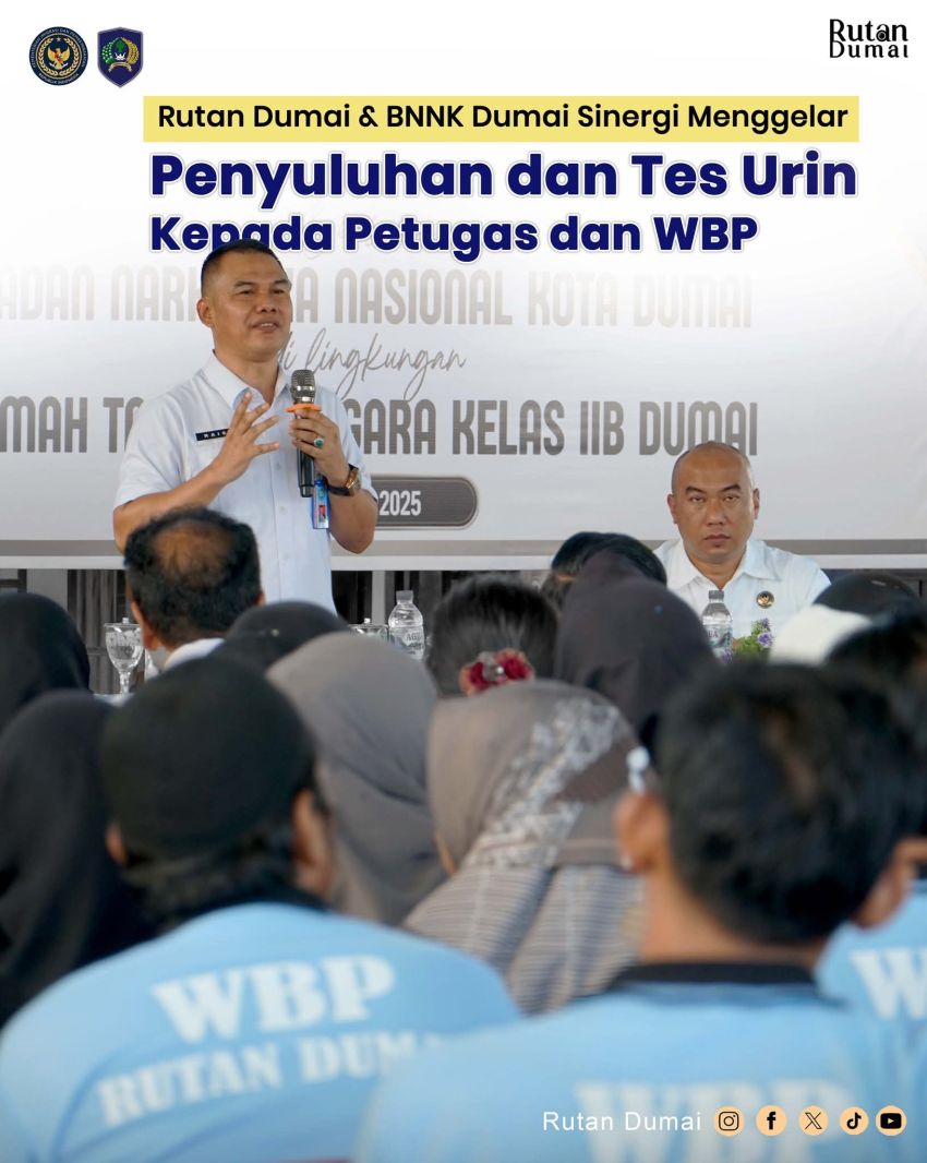 Rutan Kelas BII Dumai dan BNNK Dumai Gelar Penyuluhan dan Tes Urine Kepada Petugas dan WBP